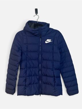 Nike Women’s Down Filled Hooded Jacket Lightweight Navy Blue Small
